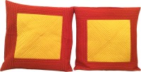 Minky's Decor Geometric Cushions Cover(Pack of 2, 40 cm*40 cm, Yellow, Maroon)