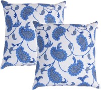 Zubix Paisley Cushions Cover(Pack of 2, 45 cm*45 cm, White, Blue)