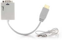 Microware To Vga With Sound 0.254 m HDMI Cable(Compatible with Mobile, Laptop, Tablet, Mp3, Gaming Device, White, Pack of: 2)