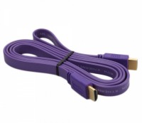 iConnect World Super FLAT HDMI Male to Male Cable TV Lead 1.4V High Speed Ethernet 3D Full HD 1080p 4.5 Foot 1.5 m HDMI Cable(Compatible with HDTV, Purple)