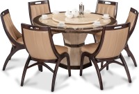 View Durian FENG/35404 Stone 6 Seater Dining Set(Finish Color - Beige) Price Online(Durian)
