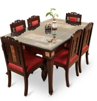 View ExclusiveLane Teak Wood Solid Wood 6 Seater Dining Set(Finish Color - Walnut Brown) Price Online(ExclusiveLane)