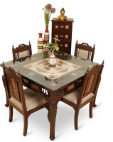 View ExclusiveLane Teak Wood Solid Wood 4 Seater Dining Set(Finish Color - Walnut Brown) Price Online(ExclusiveLane)