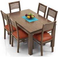 View Urban Ladder Arabia - Zella Solid Wood 6 Seater Dining Set(Finish Color - Teak) Furniture