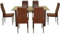 View HomeTown Fieste Glass 6 Seater Dining Set(Finish Color - Brown) Price Online(HomeTown)