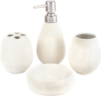 Chrome WhiteTexture Bone China Bathroom Set(Pack of 4) RS.847.00