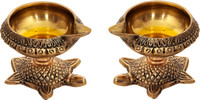 Aesthetic Decors Tortoise Oil Lamp (Deepak) in Natural Gold Brass Table Diya Set(Height: 2.2 inch, Pack of 2) RS.710.00