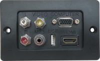 MX HDMI VGA USB 3.5mm Stereo Jack & Composite 3 RCA Audio Video Wall plate Face plates 1080p Dock(Black)