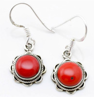 YugshaJewels Coral Sterling Silver Dangle Earring YugshaJewels Coral Sterling Silver Dangle Earring