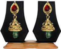 Being Women Elegant Red::Green Gold Plated With Stone Studed Fashion Alloy Jhumki Earring RS.475.00