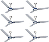BLUE SAPPHIRE Fusion 48 Ceiling Fan Silver Blue Pack of 6 1200 mm 3 Blade Ceiling Fan(Blue, Pack of 6)