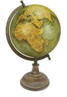 Globeskart Vintage Olive Green with Wooden Base and Brass Finish Arc Desk and Table Top Political World Globe(Medium Olive Green)