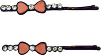 B-Fashionable Double Heart Bobby Hair Pin(Orange, Black) B-Fashionable Double Heart Bobby Hair Pin(Orange, Black)