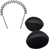 Style Tweak Puff Bumpits and ZigZag Wave band Hair Accessory Set(Black) - Price 139 75 % Off  