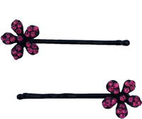 B-Fashionable Pink Rhinestone Flower Hair Pin(Pink, Black) B-Fashionable Pink Rhinestone Flower Hair Pin(Pink, Black)