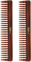 Roots Brown Wide Teeth Comb for Wavy/ Curly Medium Length Hair - Pack of 2