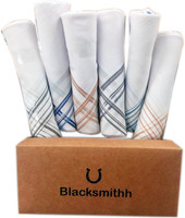 Blacksmith 100% Mercerized Cotton Business Border Handkerchief(Pack of 6) RS.391.00