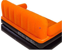 Airsofa 5 In 1 Air Bed Velvet Mattress Lounge Seat Couch Carbed With Electric Pump PP 3 Seater Inflatable Sofa(Color - Orange) RS.3299.00