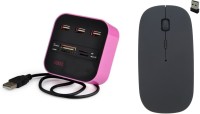 View NewveZ All In One 3 Port USB Hub Cum Multi Card Reader With Ultra Slim Wireless Mouse Combo Set Laptop Accessories Price Online(NewveZ)
