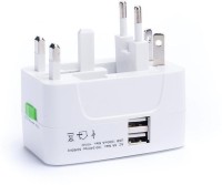 ADAPTOR Universal Worldwide Travel Adapter with Built In Dual USB Charger Ports Worldwide Adaptor(White)   Laptop Accessories  (ADAPTOR)