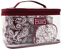 Jacki Design Mystique 3 Pc Cosmetic Bag Set w/ Top Handle (Red) Cosmetic Bag(Red)