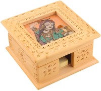 Halowishes 1 Compartments Wooden Visiting Card Box(Cream)