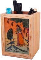 Halowishes 1 Compartments Wood Pen Stand(Multicolor)