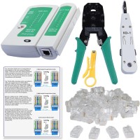 FineArts Rj45 Crimping Tool, KD-1 Professional Punch Down Tool, Network Lan Cable Tester, Ethernet Color Coding & 50 Pcs RJ45 Connectors Combo Set   Laptop Accessories  (FineArts)