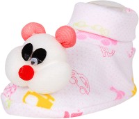 Ole Baby Cute Faces Plush Soft Organic Cotton 3d Ole Toons 0-9 Months Booties(Toe to Heel Length - 10 cm, Pink)