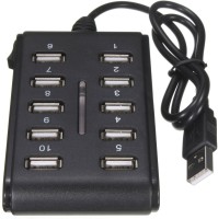 View Shrih 10 Port 2.0 High Speed Support SH-03990 USB Hub(Black) Laptop Accessories Price Online(Shrih)