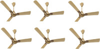 BLUE SAPPHIRE Blue Sapphire 3 Blade 48 inch Ceiling Fan Gold ( Pack of 6 ) 1200 mm 3 Blade Ceiling Fan(BLUE, Pack of 6)