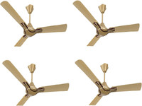 BLUE SAPPHIRE Blue Sapphire 3 Blade 48 inch Ceiling Fan Gold ( Pack of 4 ) 1200 mm 3 Blade Ceiling Fan(BLUE, Pack of 4)