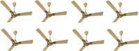 BLUE SAPPHIRE Blue Sapphire 3 Blade 48 inch Ceiling Fan Gold ( Pack of 8 ) 1200 mm 3 Blade Ceiling Fan(BLUE, Pack of 8)