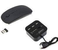 BB4 USB COMBO HUB PORT CARD READER WITH 2.4GHZ ULTRA SLIM WIRELESS OPTICAL Wireless Optical Mouse(USB, Black)   Laptop Accessories  (BB4)