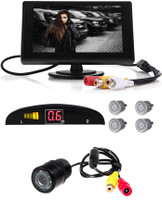 Accedre 4.3 Inch TFT, Car Parking Sensors-Silver, 8 LED Night Vision Reverse Parking Camera Combo