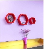 View Wooden Art & Toys na MDF Wall Shelf(Number of Shelves - 3, Red) Furniture (Wooden Art & Toys)