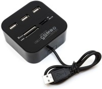 View BB4 MULTIPURPOSE SPLITTER Combo All In One 3 Port Card Reader + USB Hub(Black) Laptop Accessories Price Online(BB4)