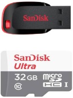 View SanDisk Ultra 32 GB Class 10 Micro SDHC and Cruzer Blade 16 GB Pen Drive(Multicolor) Laptop Accessories Price Online(SanDisk)