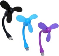 Techvik Set Of 3 Pcs Powered Flexible for Notebook / Laptop / PC / Design Portable USB Fan(Multicolor)   Laptop Accessories  (Techvik)