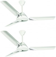CROMPTON Flyleaf Silver white pack of 2 1200 mm 3 Blade Ceiling Fan(Silver White, Pack of 2)