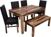 View Induscraft Solid Wood 4 Seater Dining Set(Finish Color - LIGHT NATURAL) Furniture