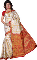 Alankrita Self Design Kanjivaram Art Silk, Jacquard Saree(Maroon, Beige) RS.1690.00