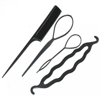 BLACKBOND Topsy Tail Braid Ponytail Hair Bun Maker 4pc Hair Accessory Set(Black) - Price 149 70 % Off  