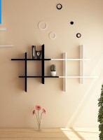 Onlineshoppee Bonito MDF Wall Shelf(Number of Shelves - 4, Black, White)   Furniture  (Onlineshoppee)