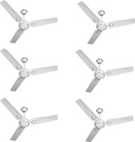 BLUE SAPPHIRE Fusion  1200 mm 3 Blade Ceiling Fan(White, Pack of 6)