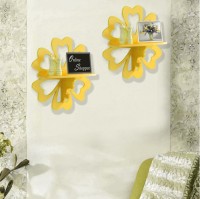 Onlineshoppee Hermosa Set of 2 MDF Wall Shelf(Number of Shelves - 2, Yellow)   Furniture  (Onlineshoppee)