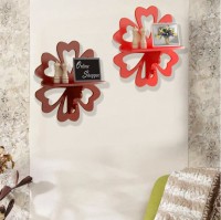 Onlineshoppee Hermosa Set of 2 MDF Wall Shelf(Number of Shelves - 2, Red, Brown)   Furniture  (Onlineshoppee)