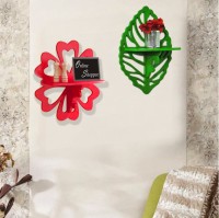 Onlineshoppee Hermosa Set of 2 MDF Wall Shelf(Number of Shelves - 2, Red, Green)   Furniture  (Onlineshoppee)