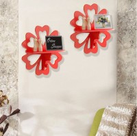 View Onlineshoppee Hermosa Set Of 2 MDF Wall Shelf(Number of Shelves - 2, Red) Furniture (Onlineshoppee)