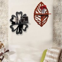 View Onlineshoppee Hermosa Set of 2 MDF Wall Shelf(Number of Shelves - 2, Brown, Black) Furniture (Onlineshoppee)